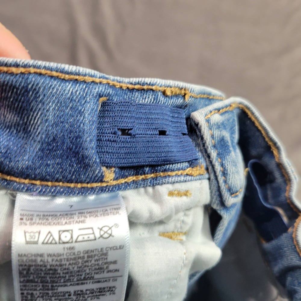 Old Navy Rockstar‎ Jeggings Kids 7 Extra High Rise Distressed Light Wash Skinny - Picture 3 of 7